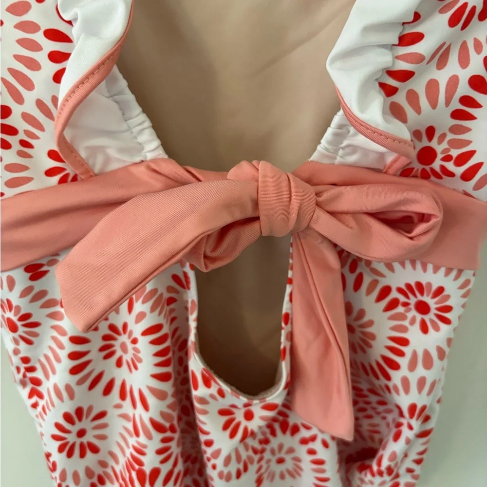 Bella Bliss Girl’s Tie-Back Ruffle Swimsuit. Size 7.